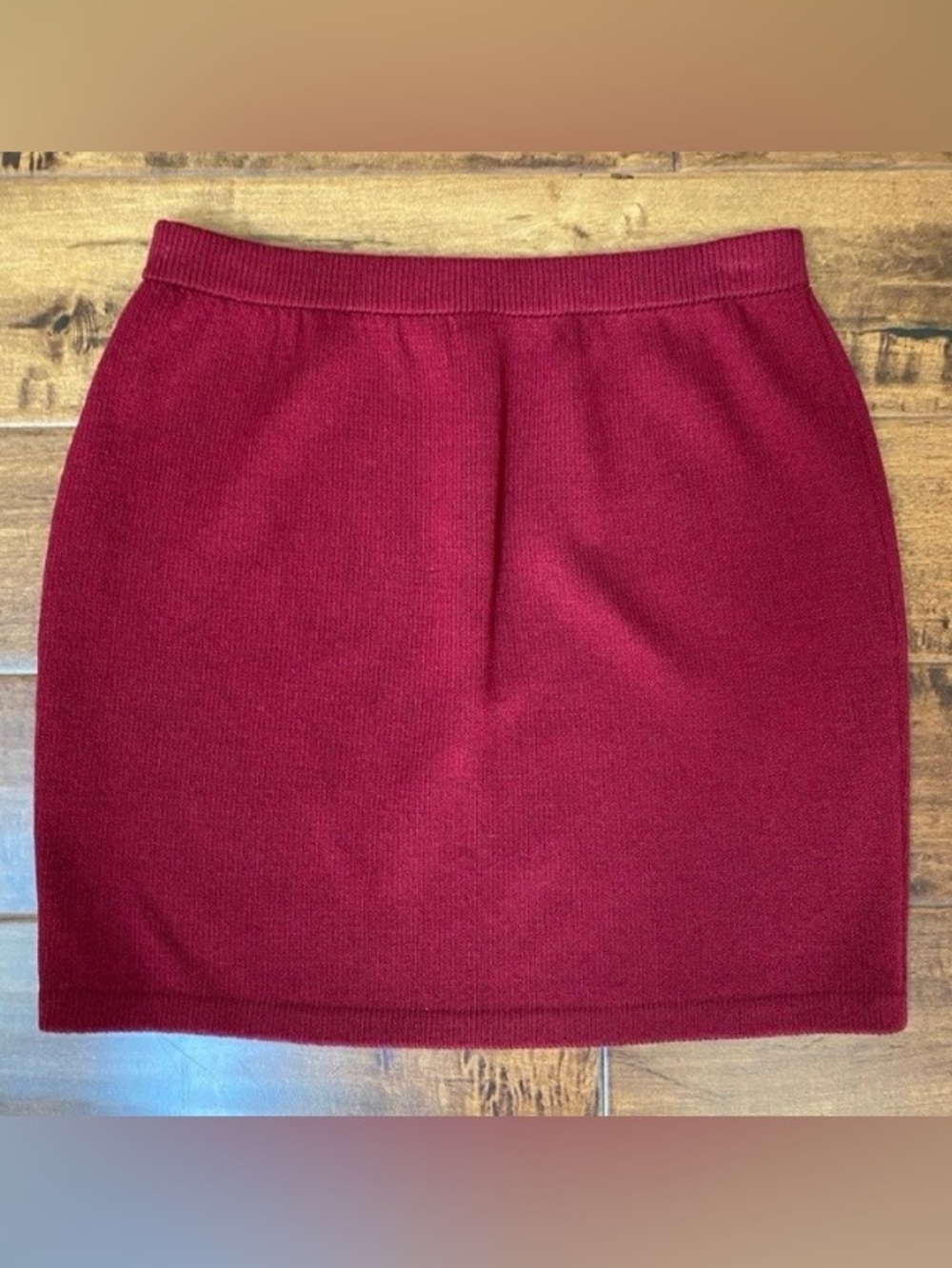St. John Knit Skirt; rich red with sample marking; true classic original vintage